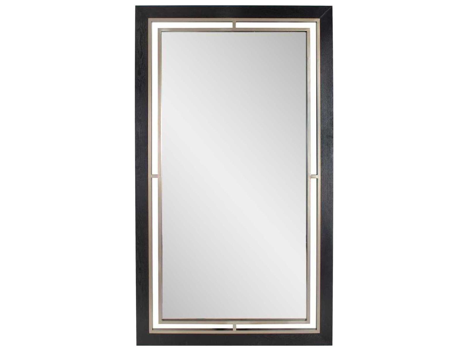 Howard Elliott Bertoia Wood Grain Black Rectangular Wall Mirror