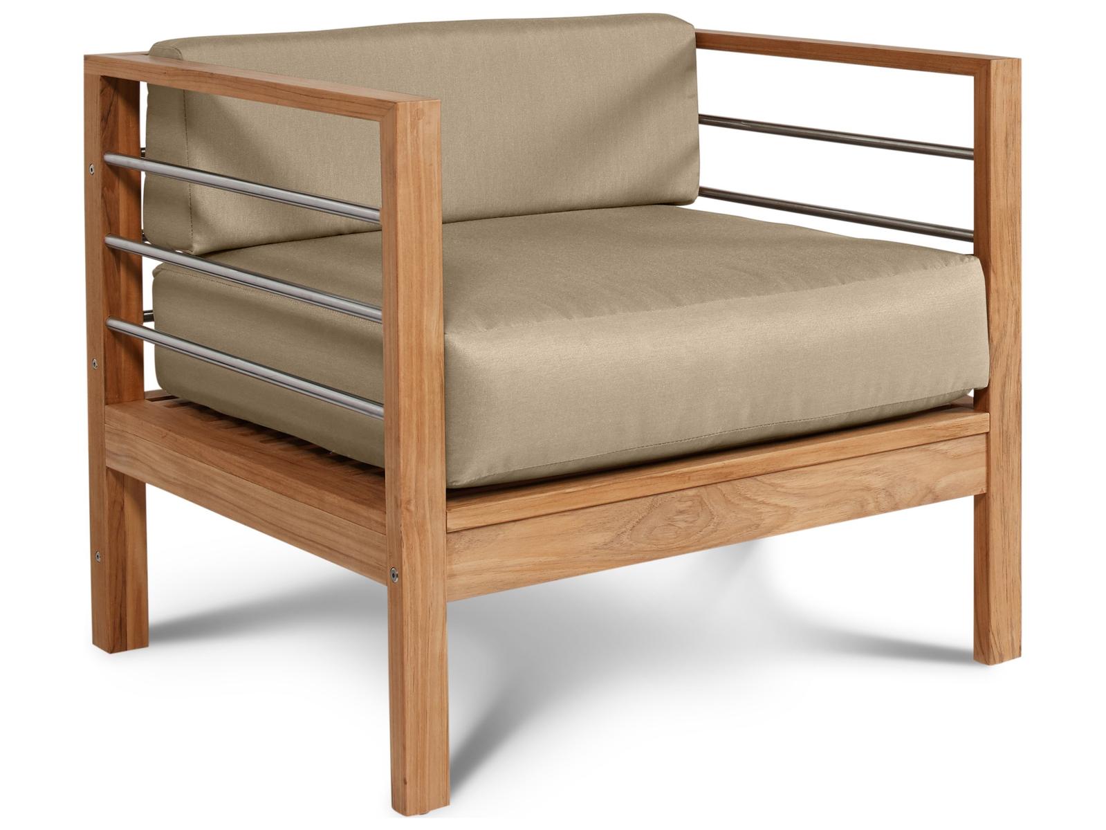 HiTeak Soho Wood Fawn Teak Cushion Lounge Chair
