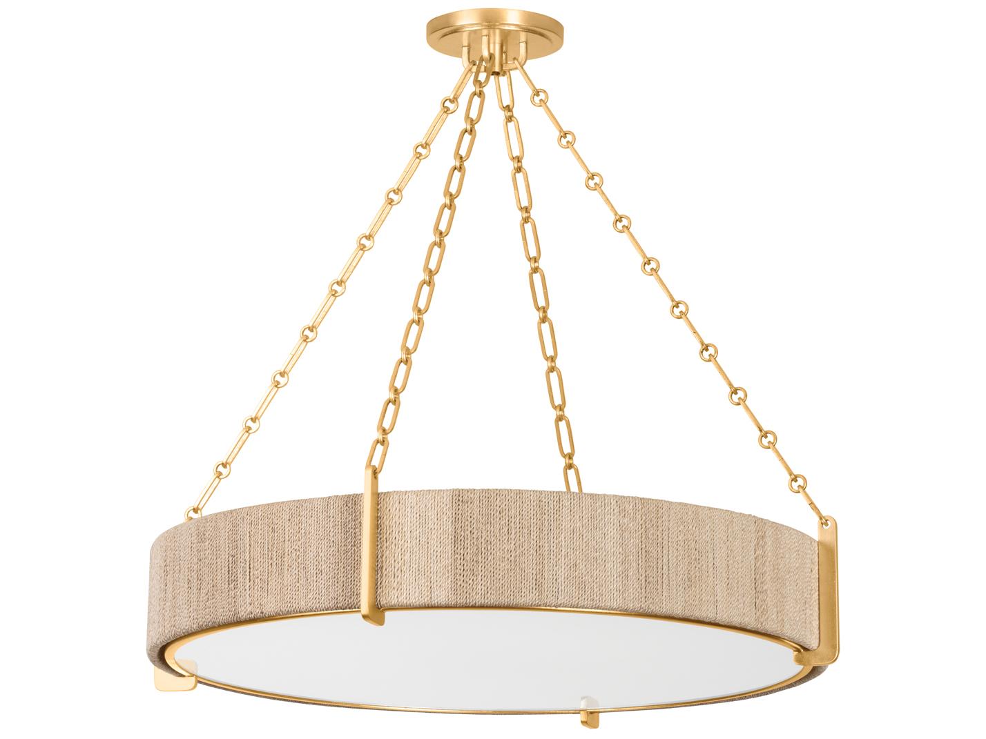 Hudson Valley Quebec 6-Light Gold Leaf Wood Candelabra Drum Chandelier