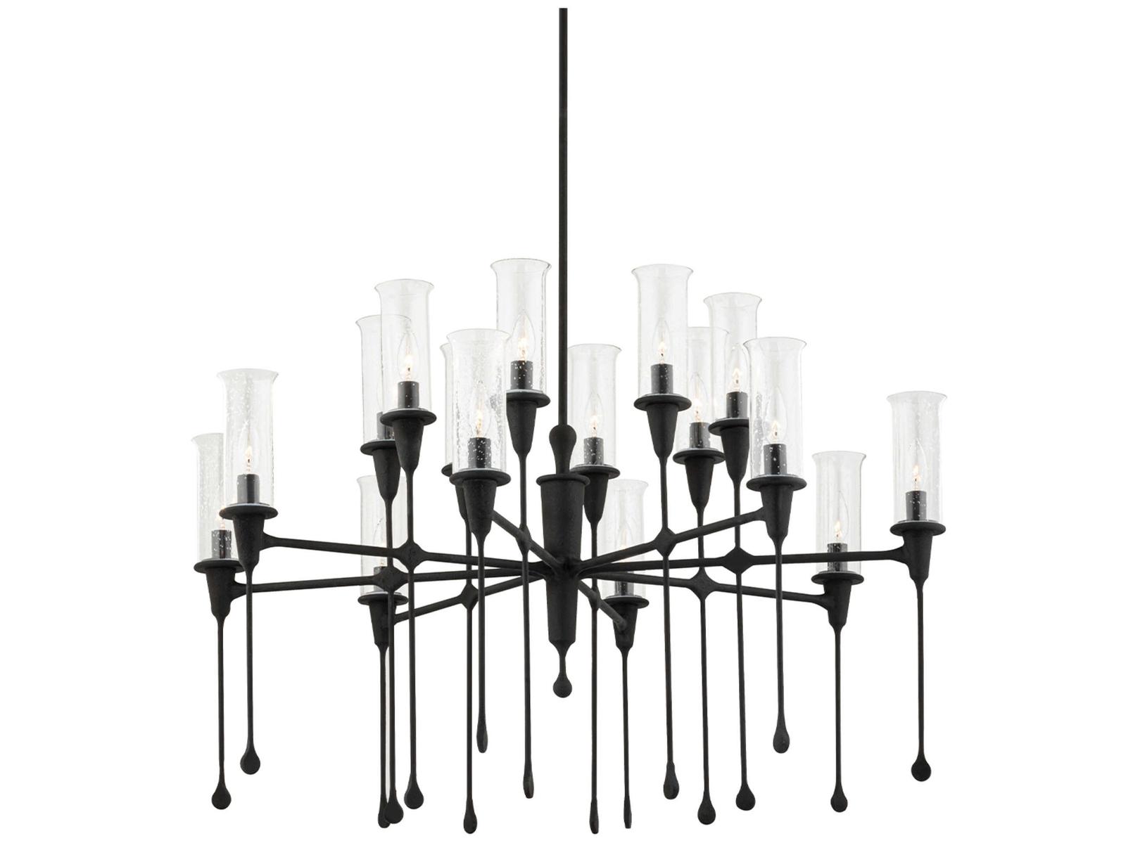 Hudson Valley Chisel 16-Light6-Light Black Iron Clear Glass Candelabra Chandelier