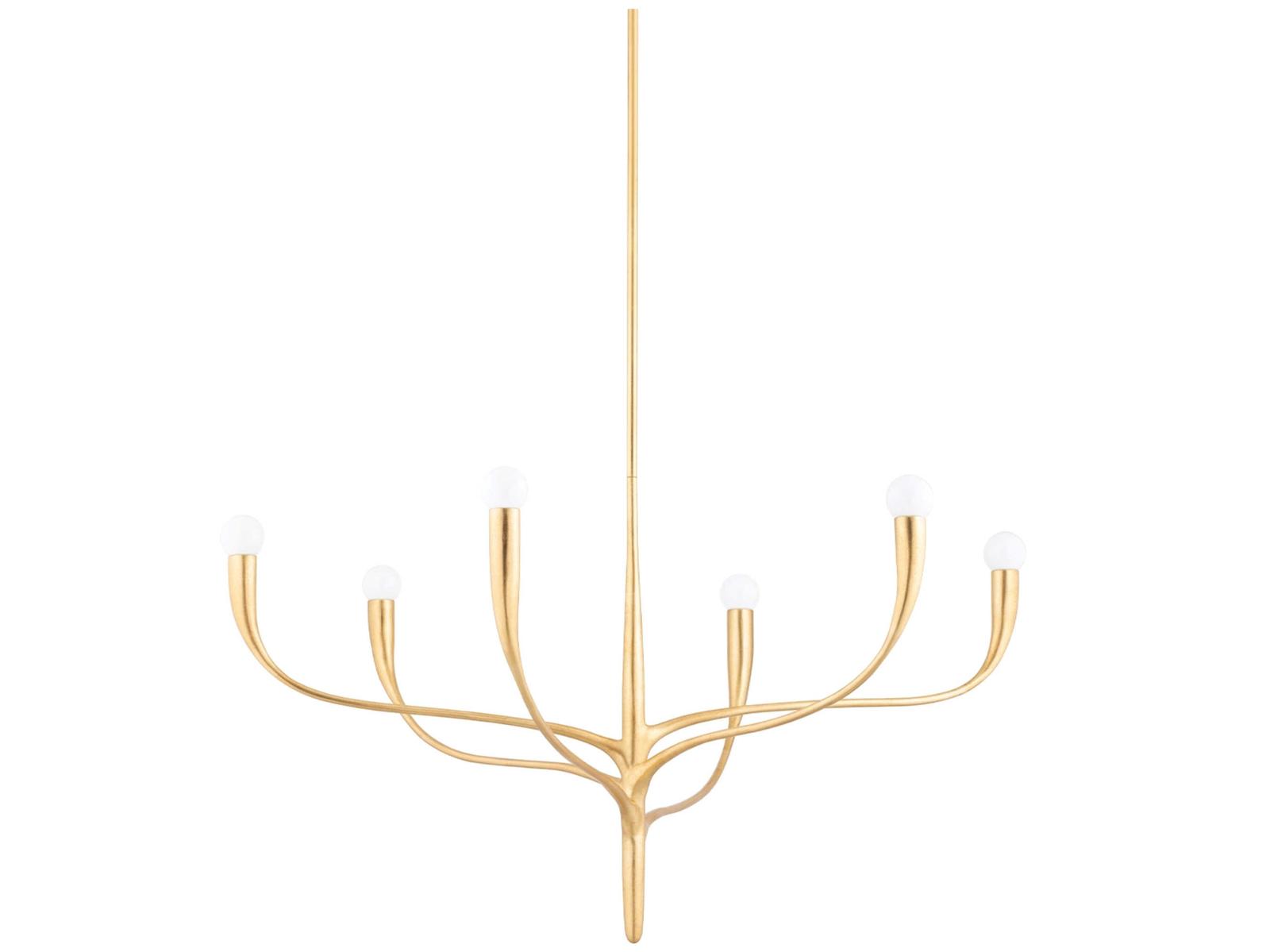 Hudson Valley Labra 6-Light Vintage Gold Leaf Chandelier