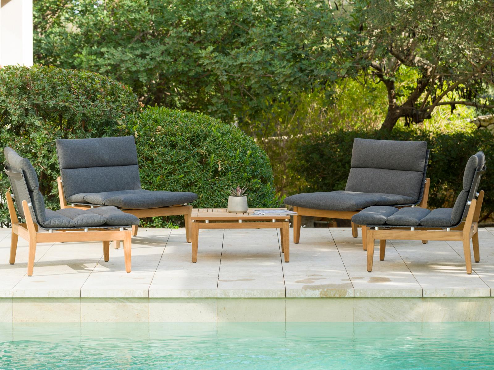 International Home Miami Amazonia Teak Outdoor Patio Lounge Set