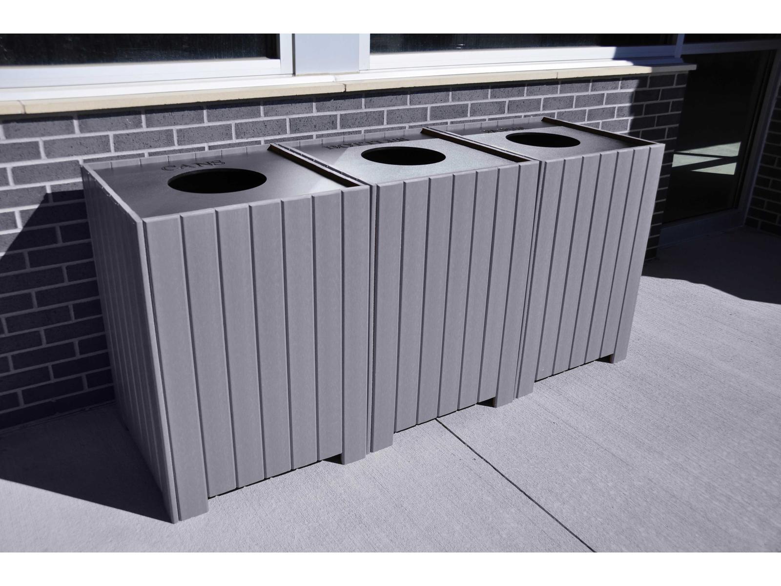 Frog Furnishings Recycled Plastic Square Recycling Center 96 Gallon Receptacles