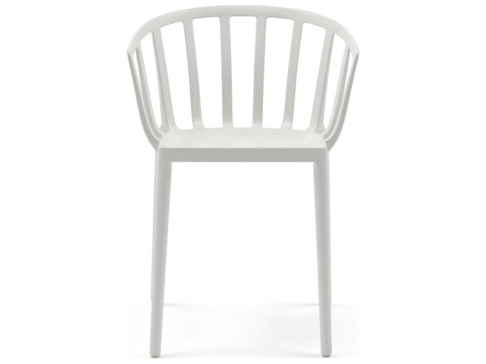 Kartell Outdoor Venice Matte White Resin Dining Arm Chair  (Sold in 2)