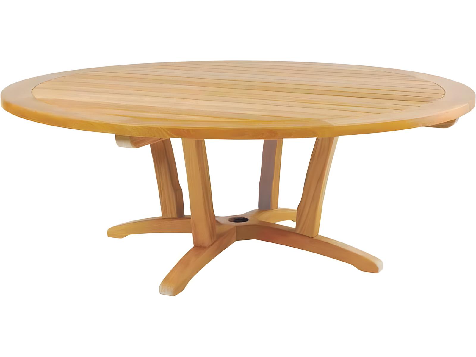 Kingsley Bate Chat Teak 55" Wide Round Chat Table with Umbrella Hole