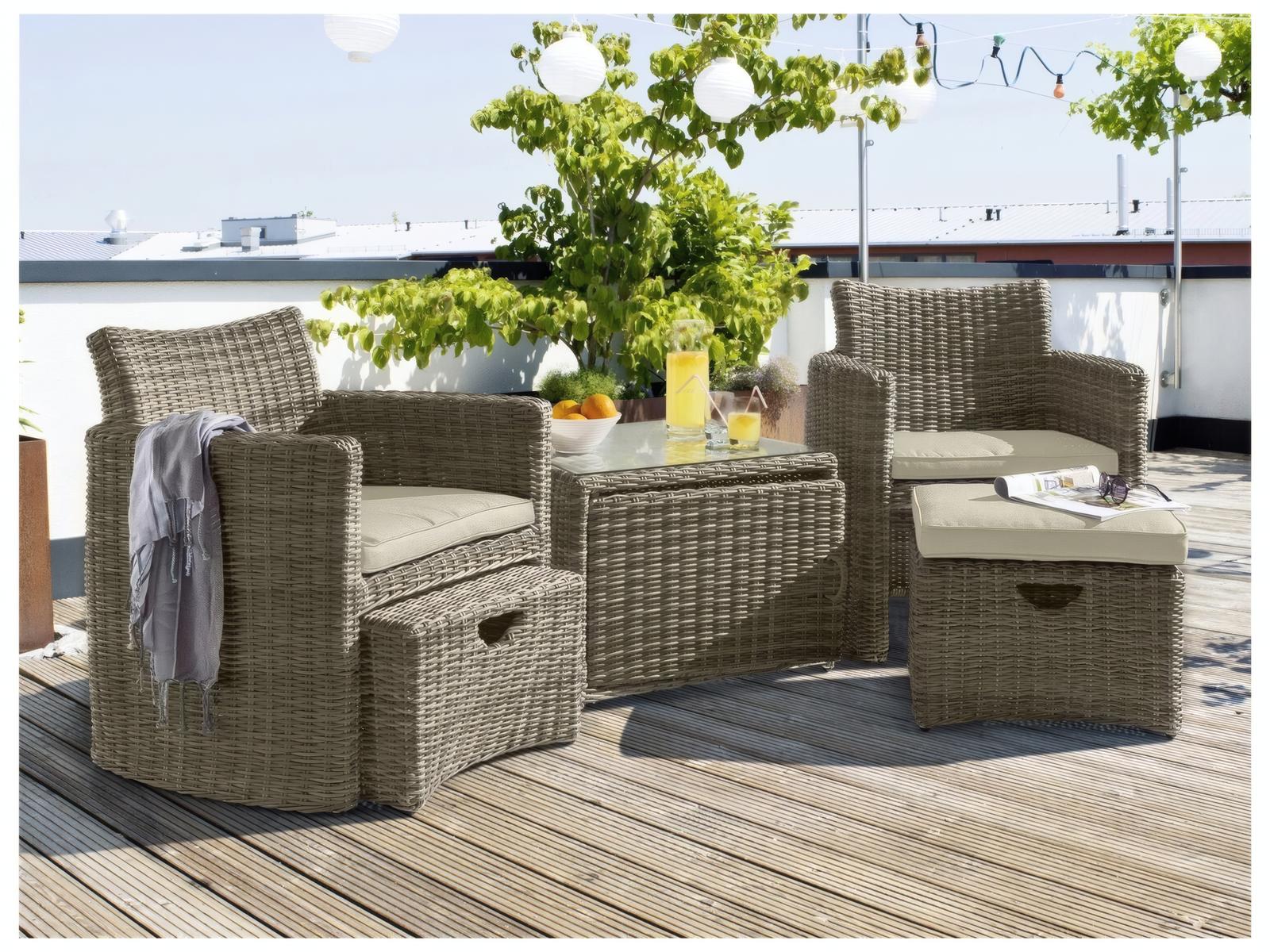 Kettler Cupido Wicker Cushion Outdoor Lounge Set in Canvas Ash