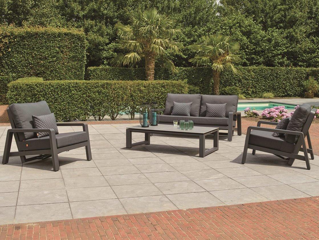 Kettler Boston Select Cushion Aluminum Lava Outdoor Lounge Set in Natte Charcoal