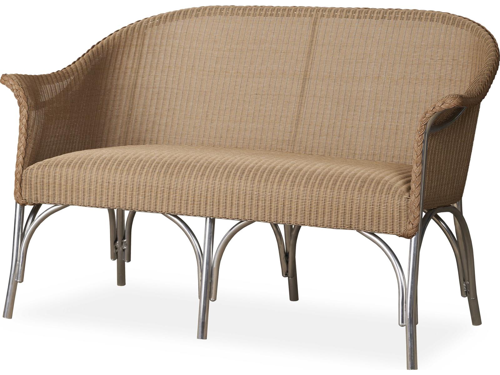 Lloyd Flanders All Seasons Wicker Outdoor Loveseat with Padded Seat