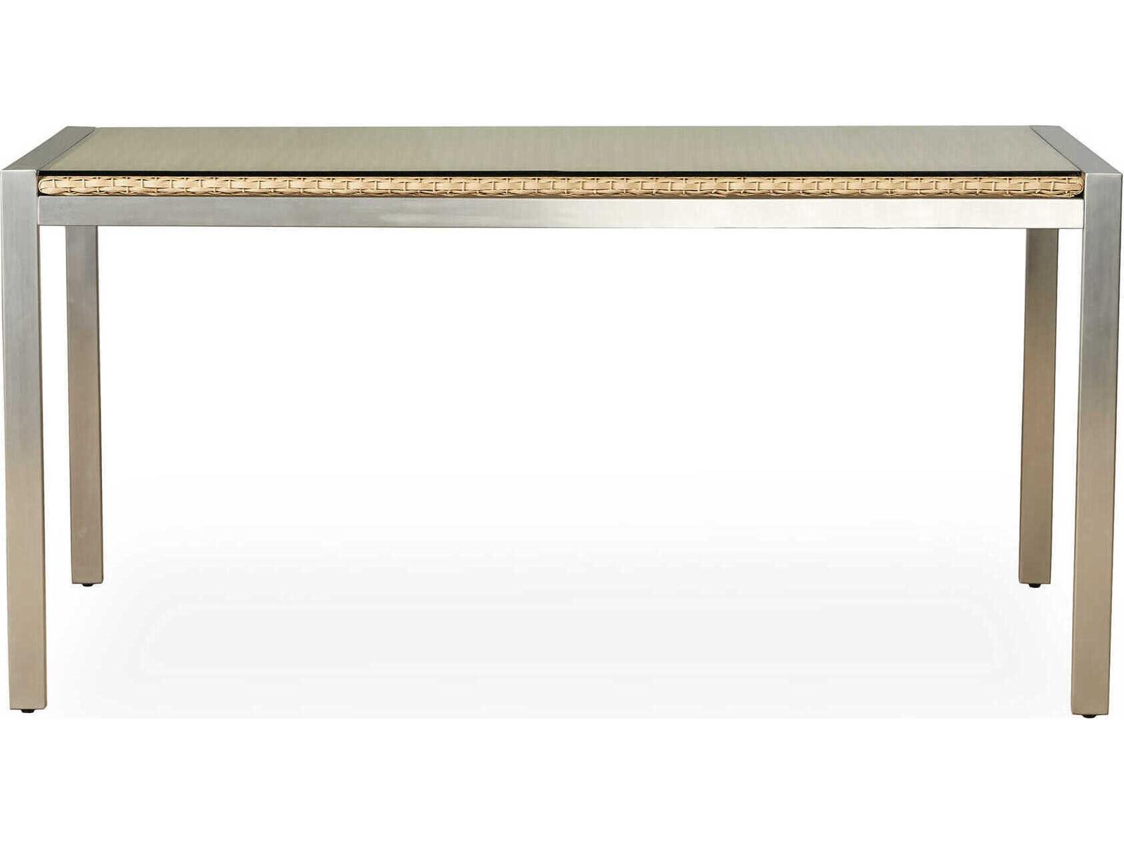 Lloyd Flanders Elements Steel Wicker Rectangular Lay-On Glass Top Patio Dining Table