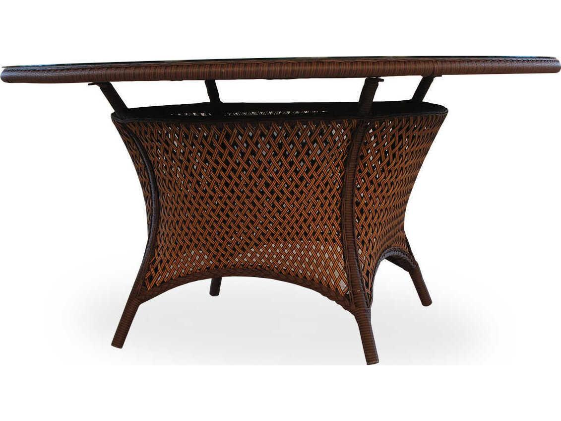 Lloyd Flanders Grand Traverse Wicker Round Outdoor Patio Dining Table with Umbrella Hole