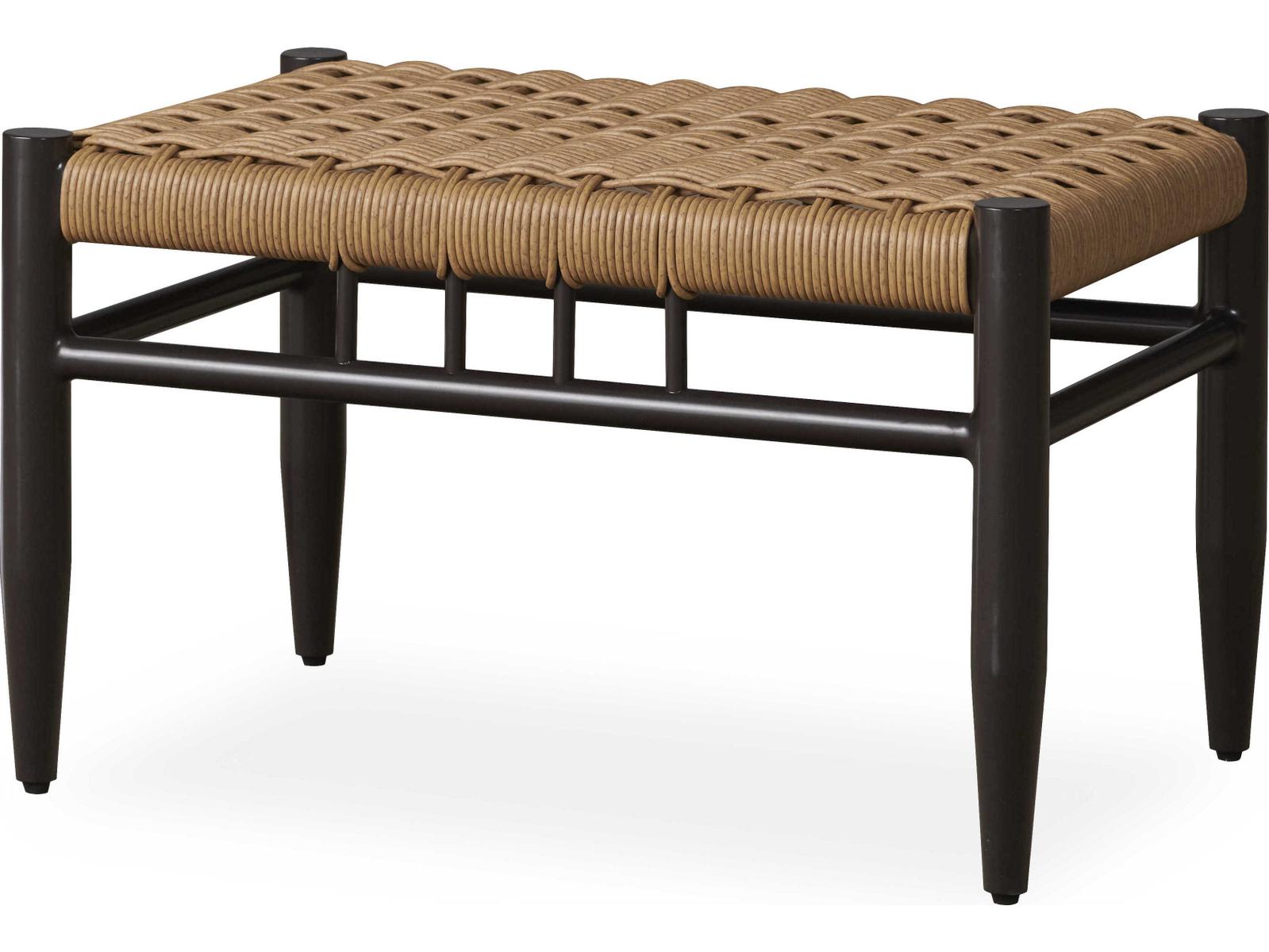 Lloyd Flanders Low Country Antique Black Aluminum Small Outdoor Patio Ottoman