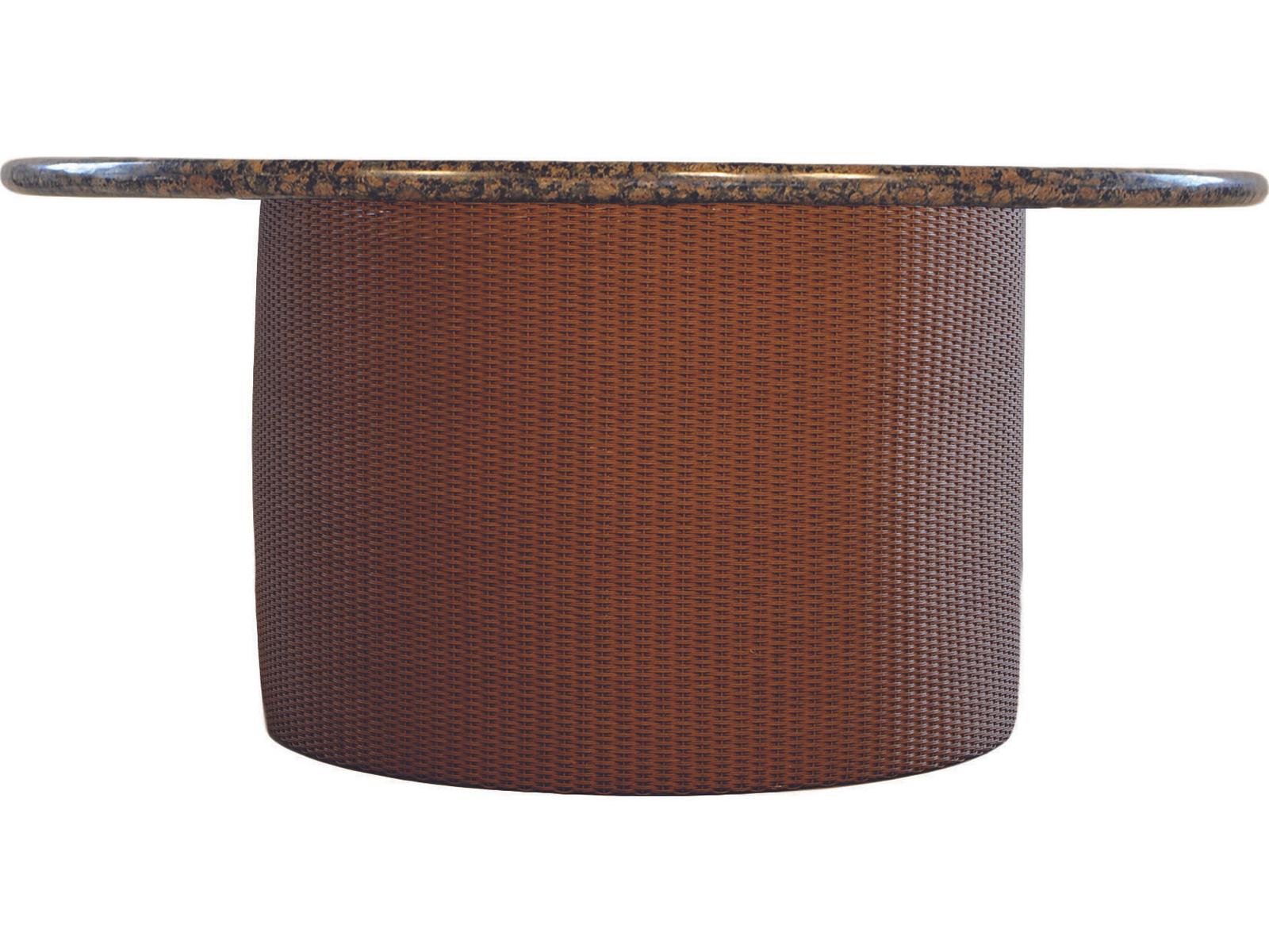 Lloyd Flanders Wicker Round Stone Outdoor Patio Fire Pit Table
