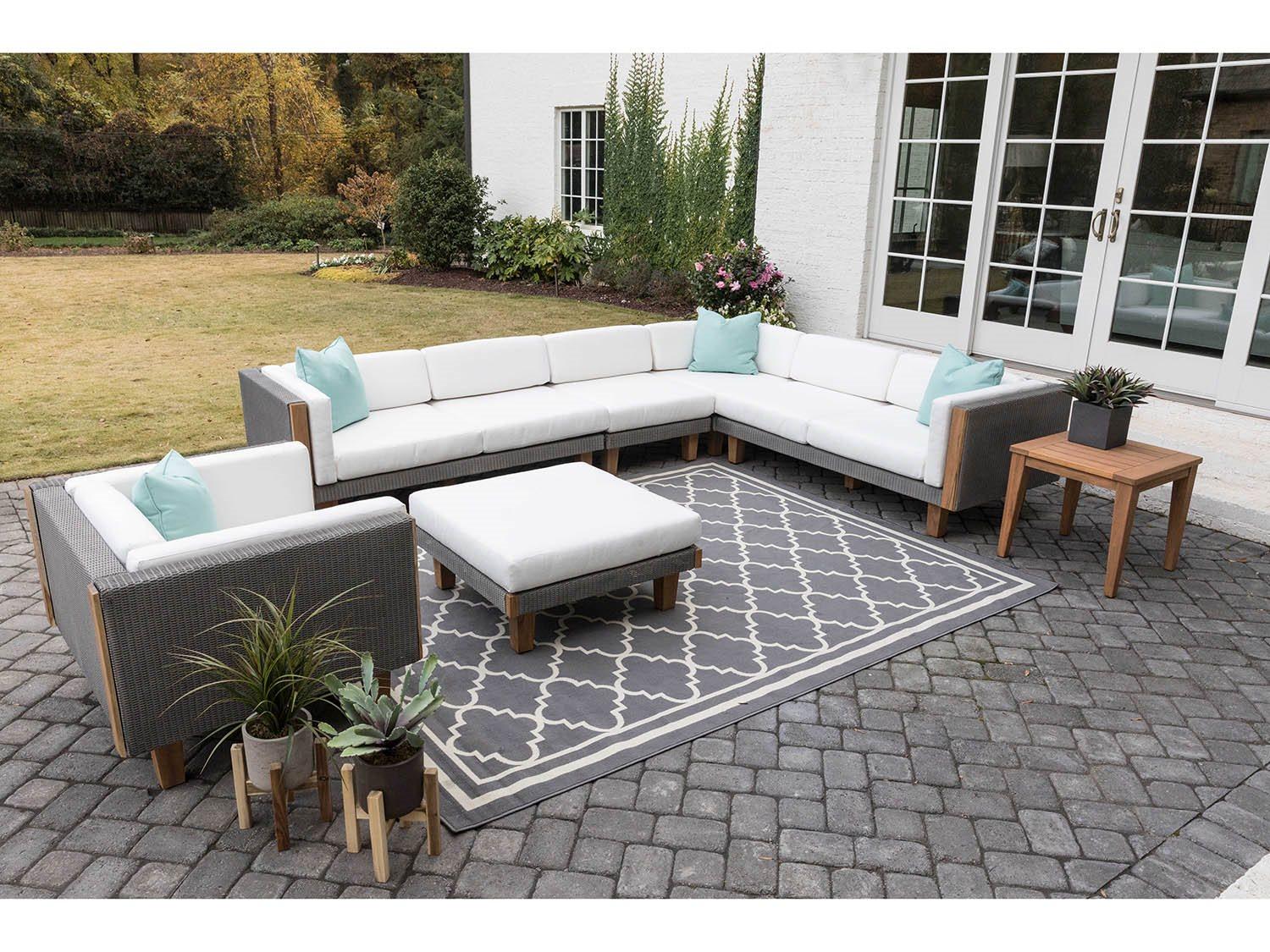 Lloyd Flanders Catalina Wicker Cushion Sectional Outdoor Lounge Set