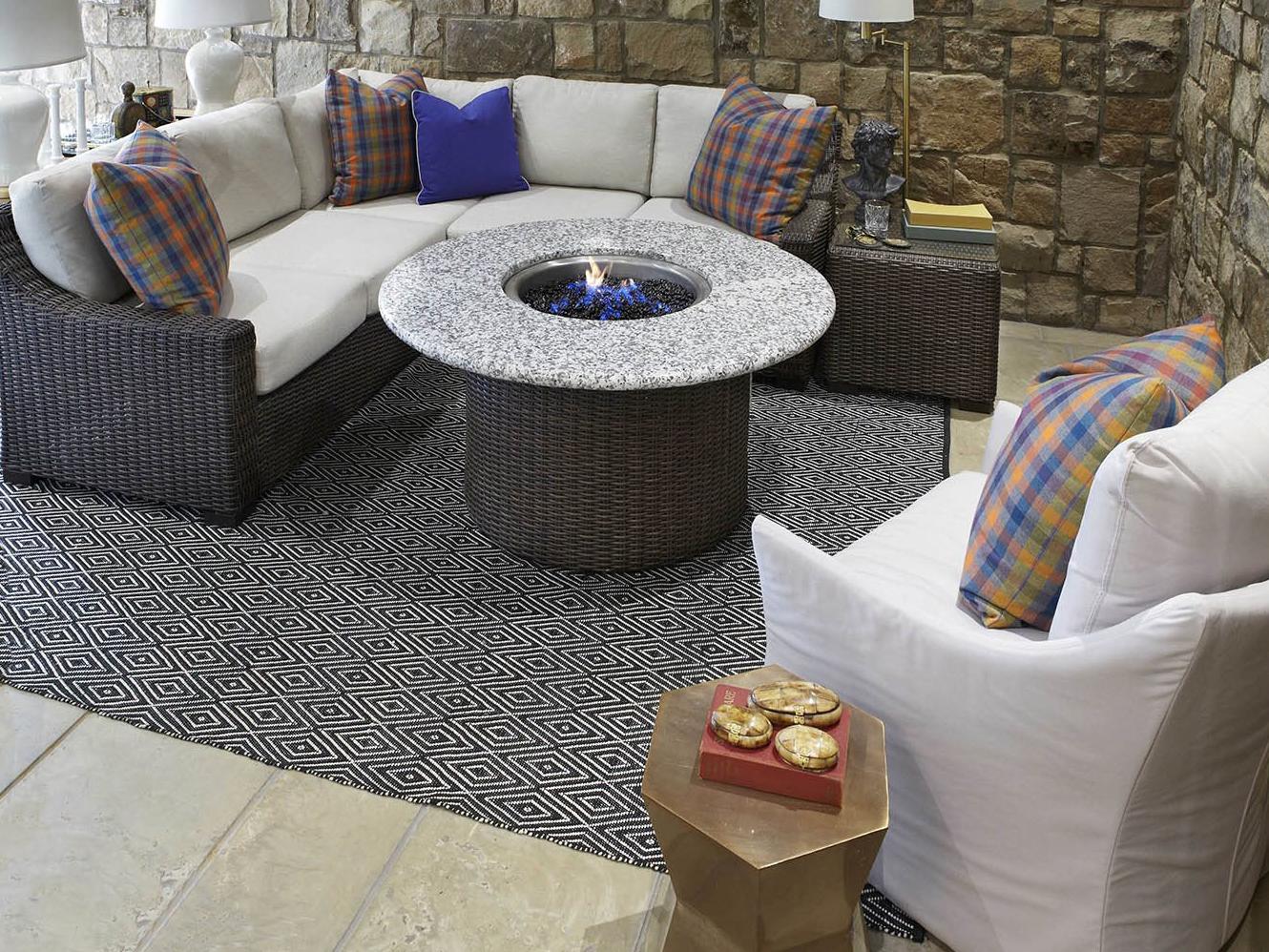 Lloyd Flanders Mesa Wicker Sectional Firepit Outdoor Patio Lounge Set