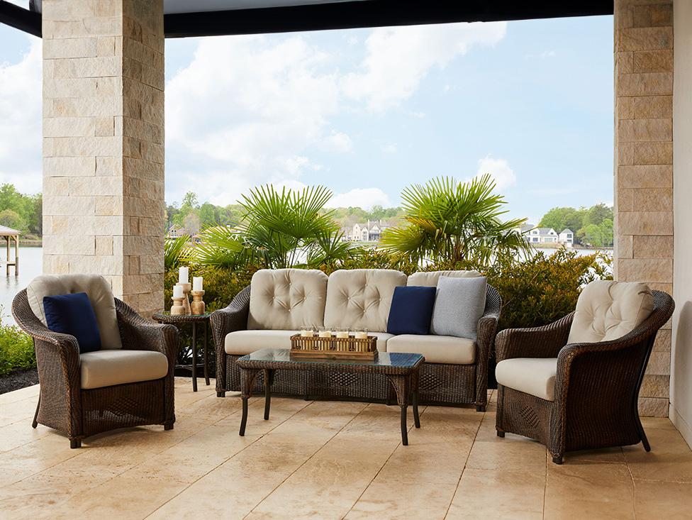 Lloyd Flanders Reflections Wicker Cushion Outdoor Patio Lounge Set