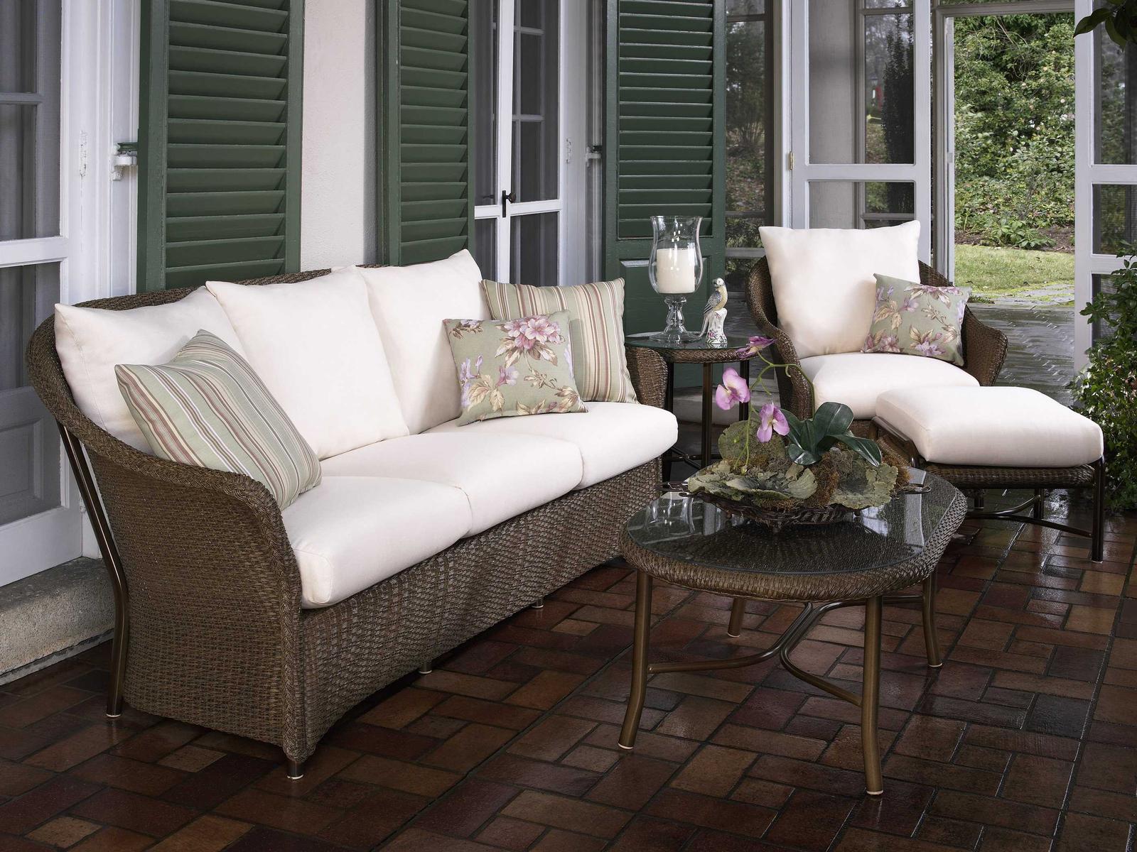 Lloyd Flanders Weekend Retreat Wicker Cushion Patio Lounge Set