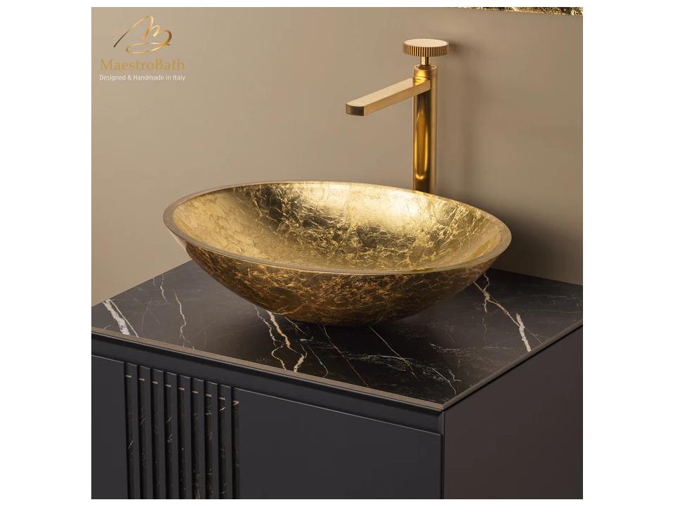 Maestro BathAmalfi Oval Tempered Glass Vessel Sink