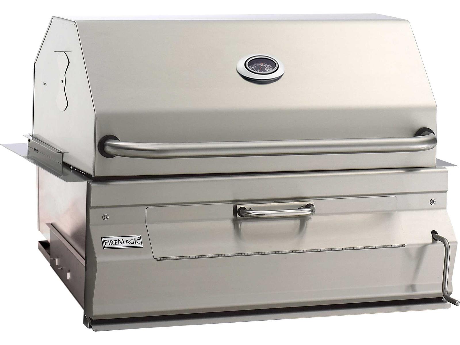 Fire Magic Charcoal Stainless Steel 30'' Built-in BBQ Grill with Smoker Oven Hood