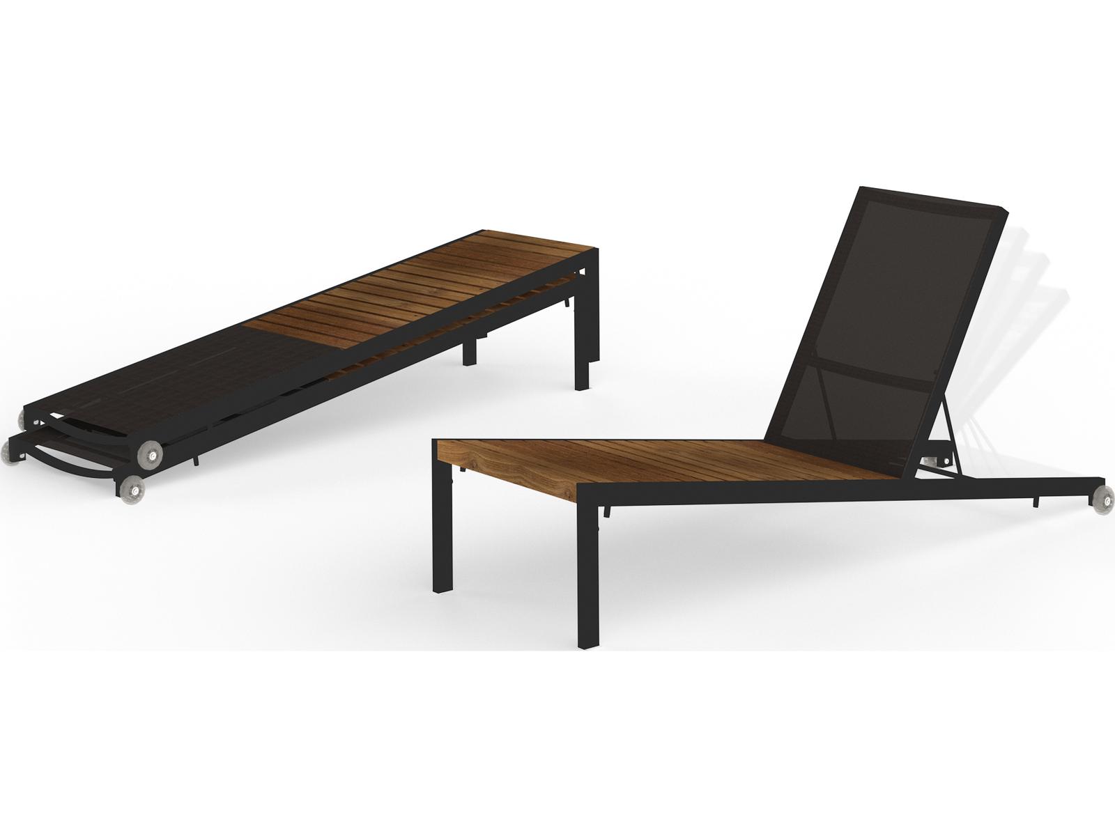 MamaGreen Bondi Sling Aluminum Teak Patio Chaise Lounge
