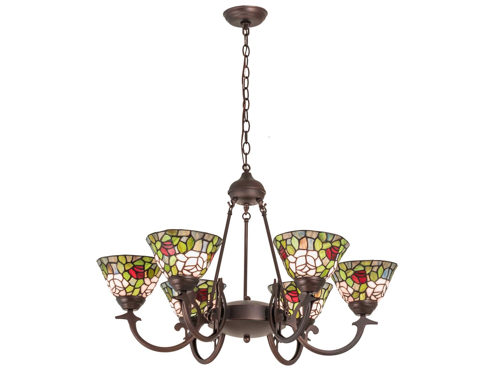 Meyda Tiffany Rosebush 6-Light Blue Glass Bowl Chandelier