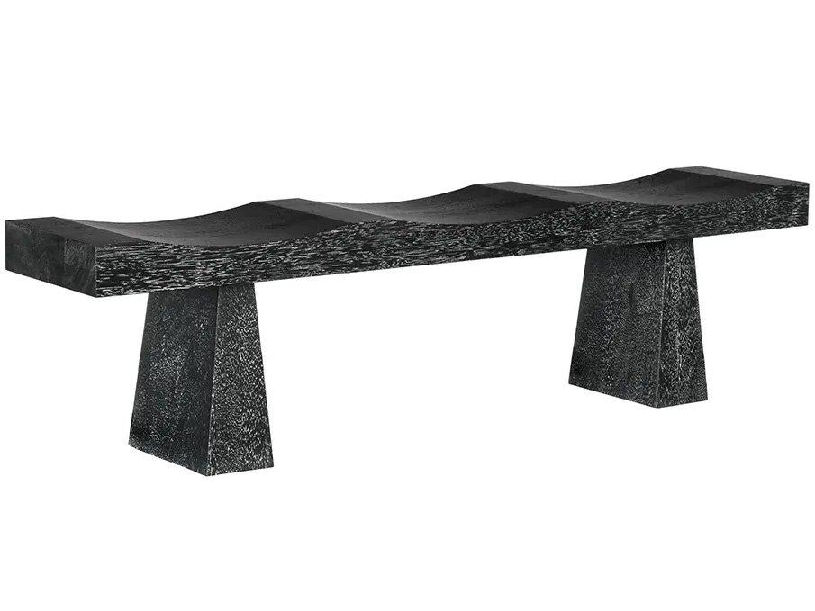 Aesthetic Rug Background Noir Shibumi Black Walnut Accent Bench | AE-150BKW | LuxeDecor