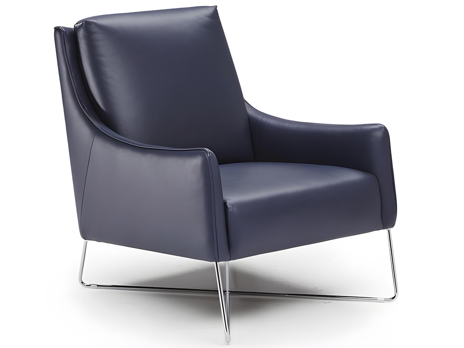 Natuzzi Editions Regina Leather Accent Chair — Chrome Legs and