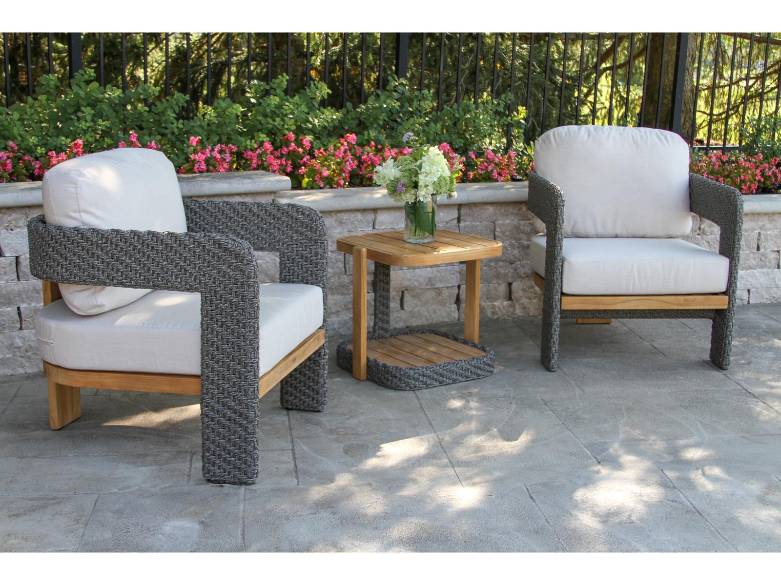 Outdoor Interiors Estate Wood Conversation Patio Lounge Set