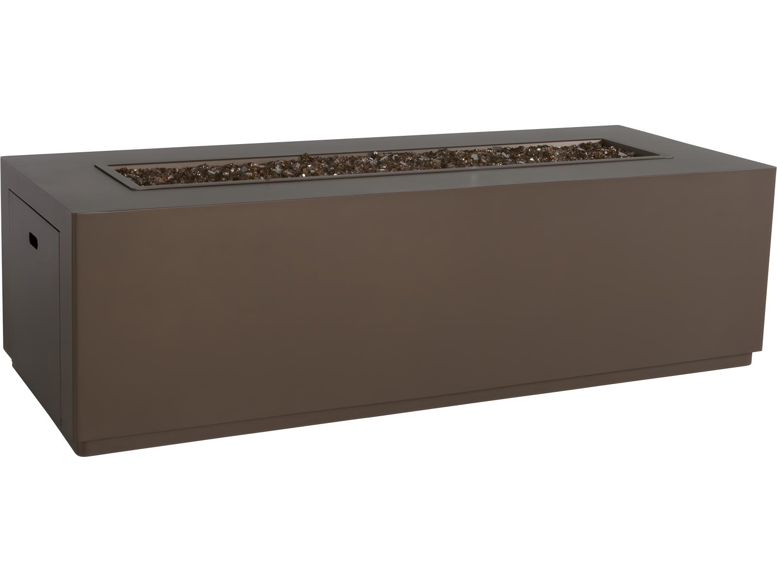 OW Lee Casual Fireside Forma Cast Aluminum Rectangular Occasional Height Patio Fire Pit Table