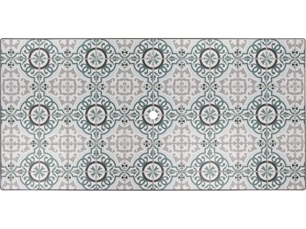 OW Lee Valencia Porcelain Rectangular Table Top with Aluminum Rim & Umbrella Hole