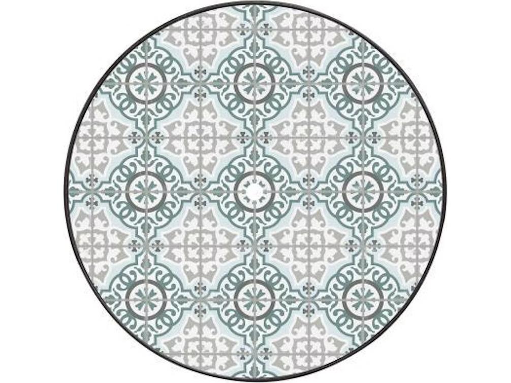 OW Lee Valencia Porcelain Round Table Top with Aluminum Rim & Umbrella Hole