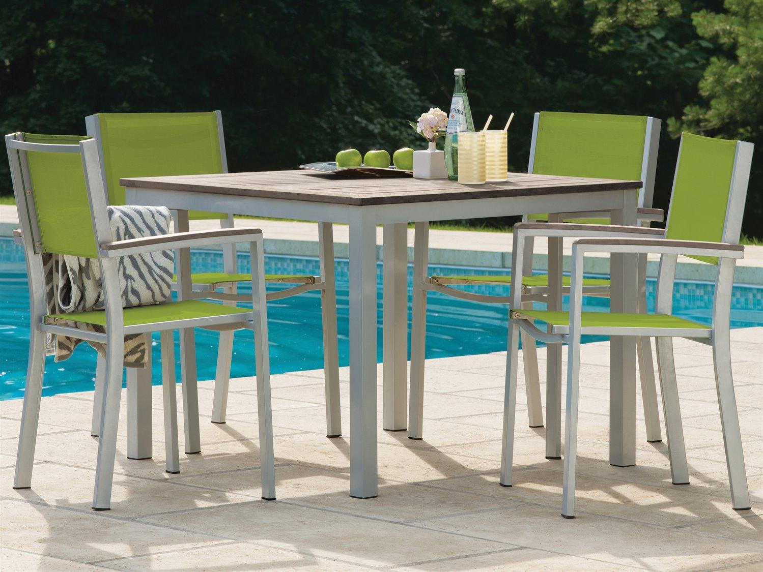 Oxford Garden Travira Aluminum Flint 5 Piece Patio Dining Set with Go Green Sling