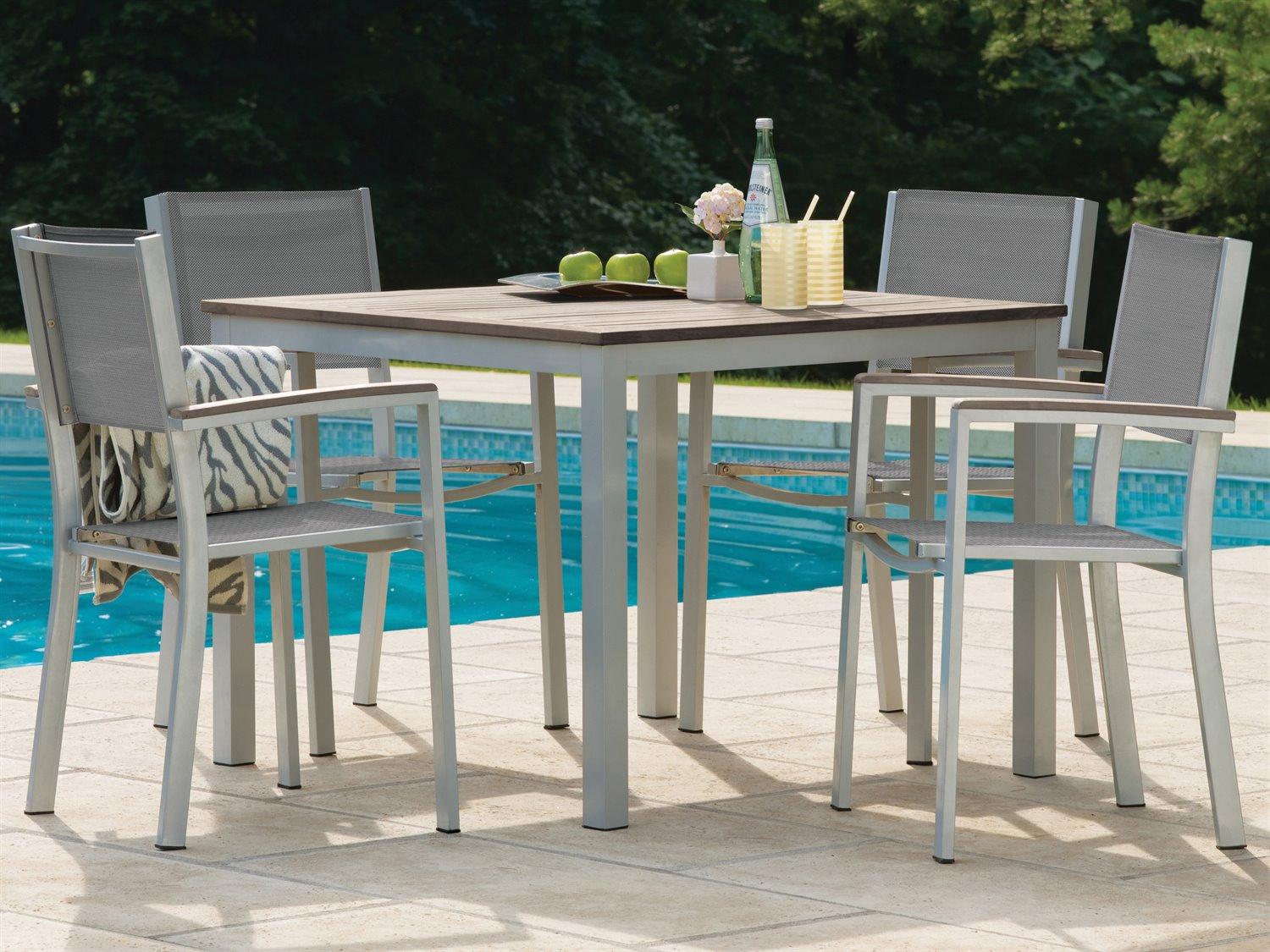 Oxford Garden Travira Aluminum Flint 5 Piece Outdoor Dining Set with Titanum Sling