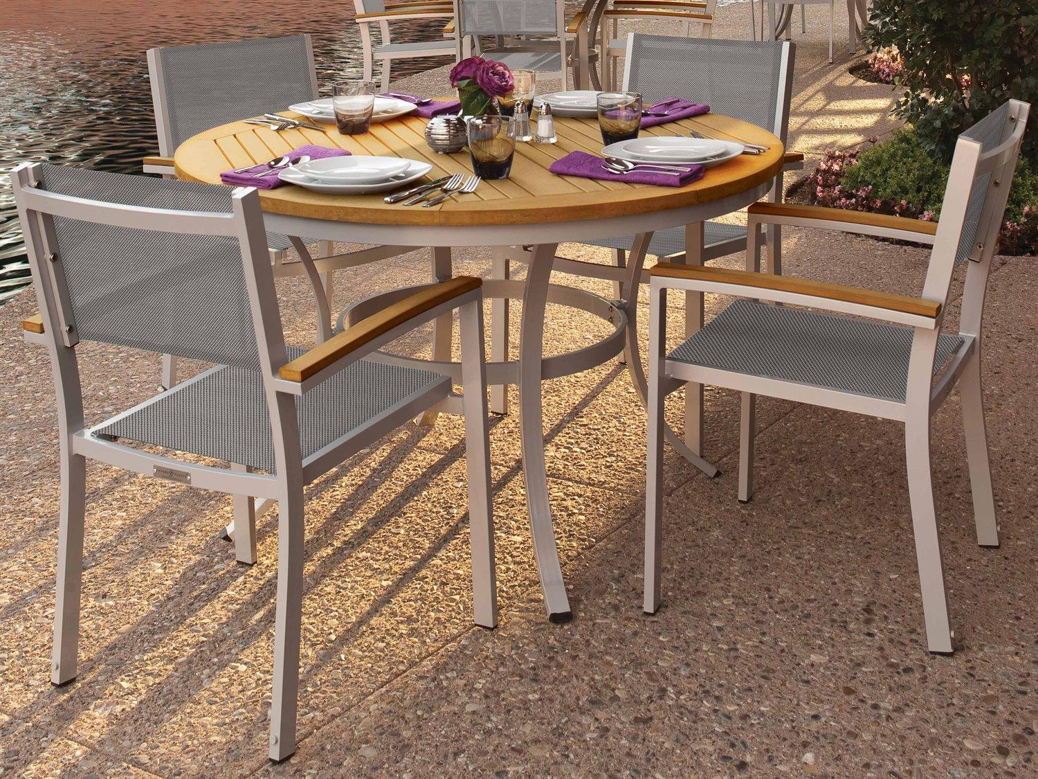 Oxford Garden Travira Aluminum Flint 5 Piece Outdoor Patio Dining Set with Titanium Sling