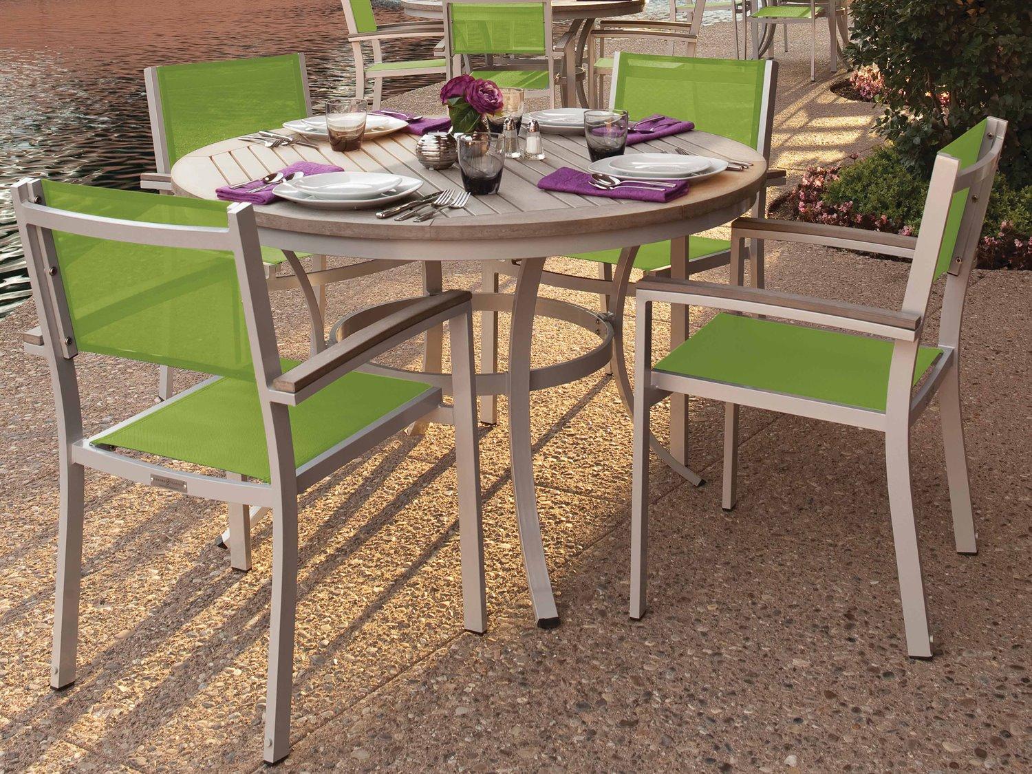 Oxford Garden Travira Aluminum Flint 5 Piece Outdoor Patio Dining Set with Go Green Sling