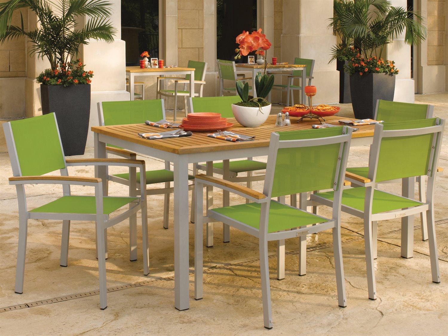 Oxford Garden Travira Aluminum Flint 7 Piece Outdoor Dining Set with Go Green Sling