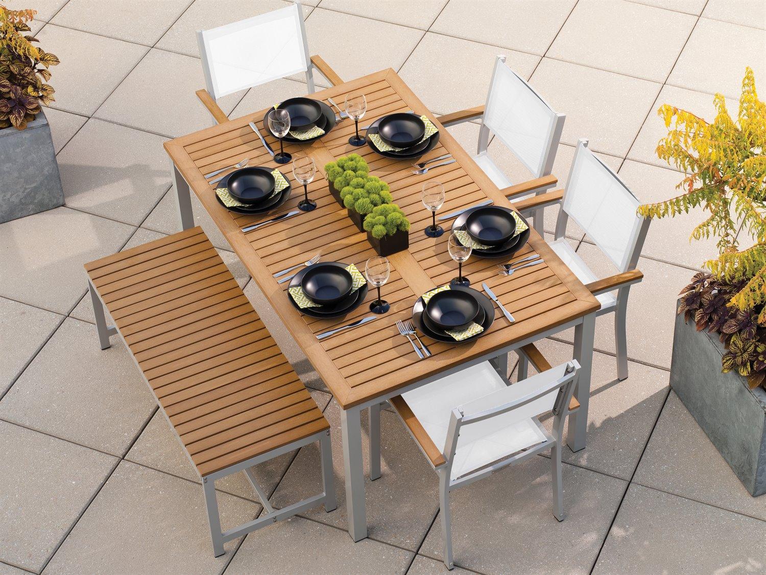 Oxford Garden Travira Aluminum Flint 6 Piece Outdoor Dining Set with Natural Sling