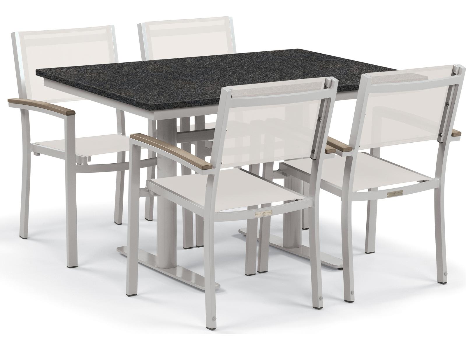 Oxford Garden Travira Aluminum Flint 5 Piece Bistro Set with Natural Sling