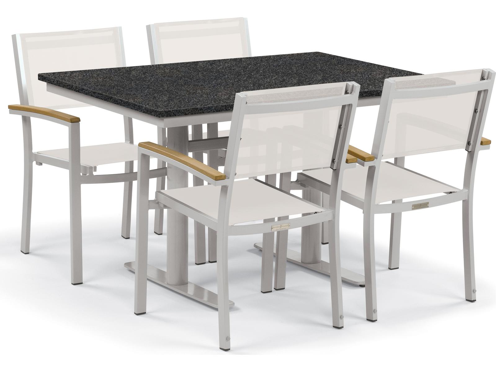 Oxford Garden Travira Aluminum Flint 5 Piece Bistro Set with Natural Sling