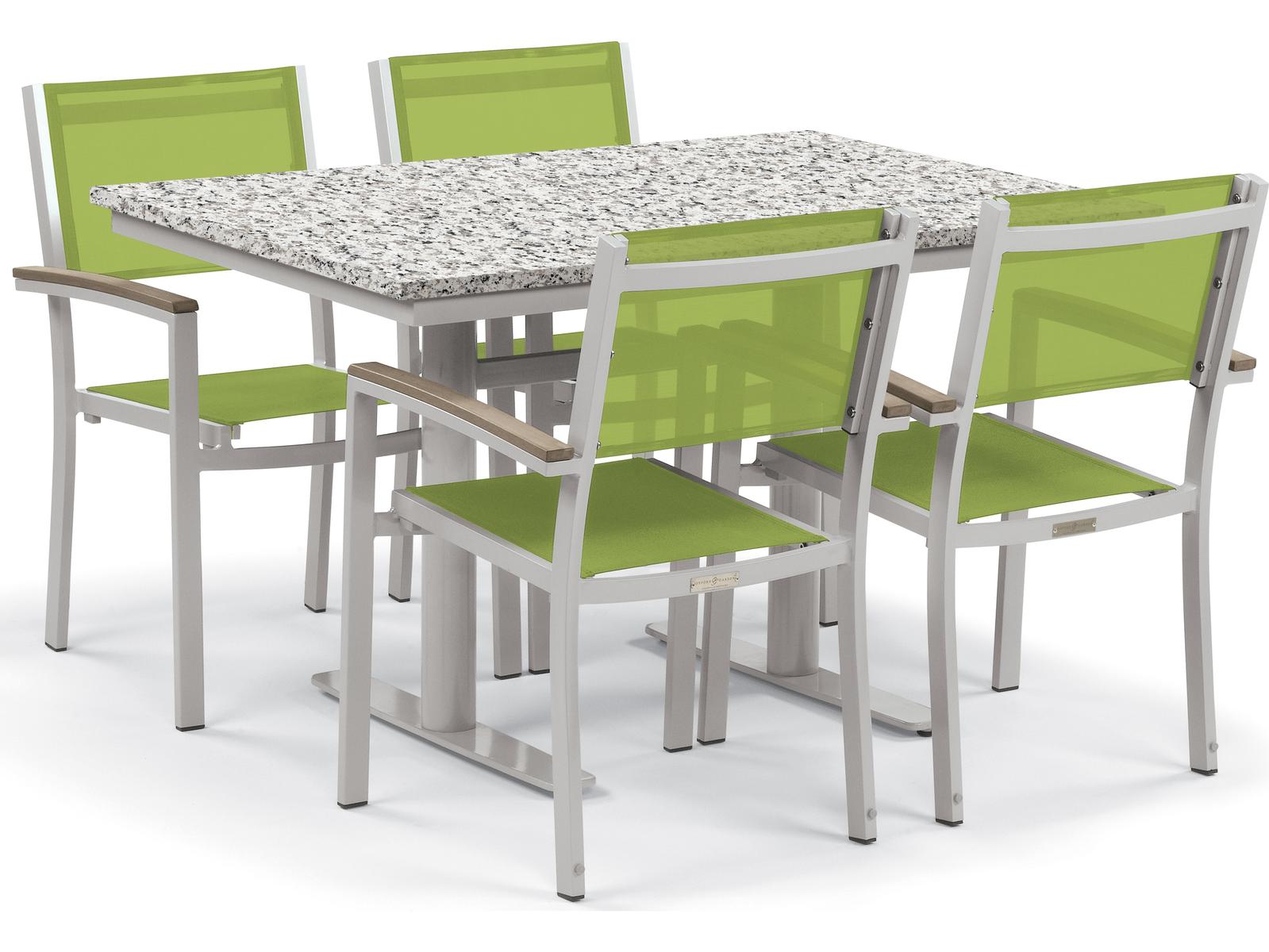 Oxford Garden Travira Aluminum Flint 5 Piece Bistro Set with Go Green Sling