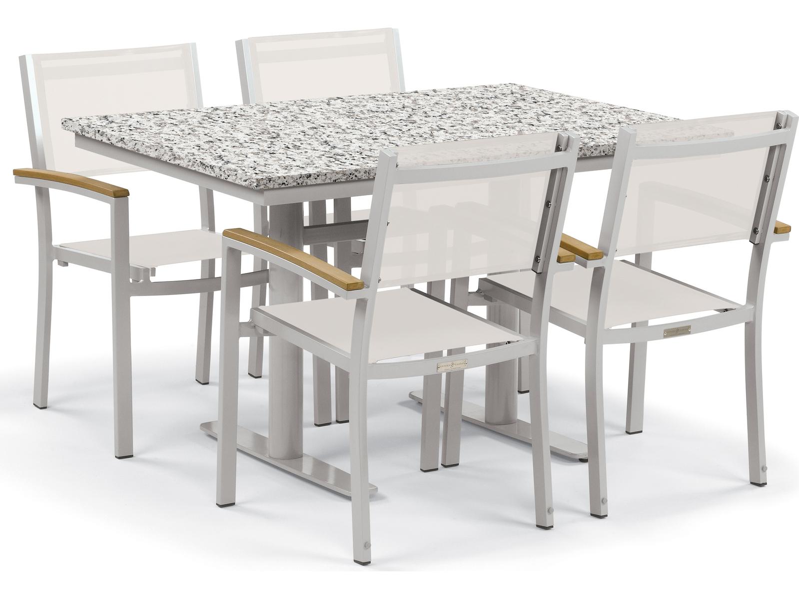 Oxford Garden Travira Aluminum Flint 5 Piece Bistro Set with Natural Sling