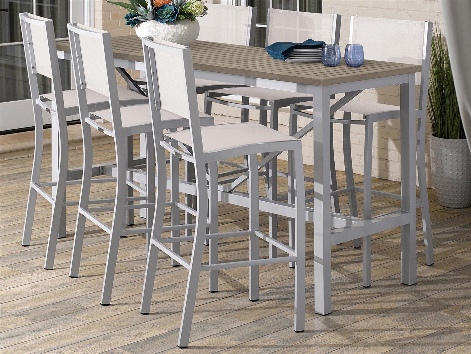 Oxford Garden Travira Aluminum Flint 7 Piece Bar Set with Natural Sling