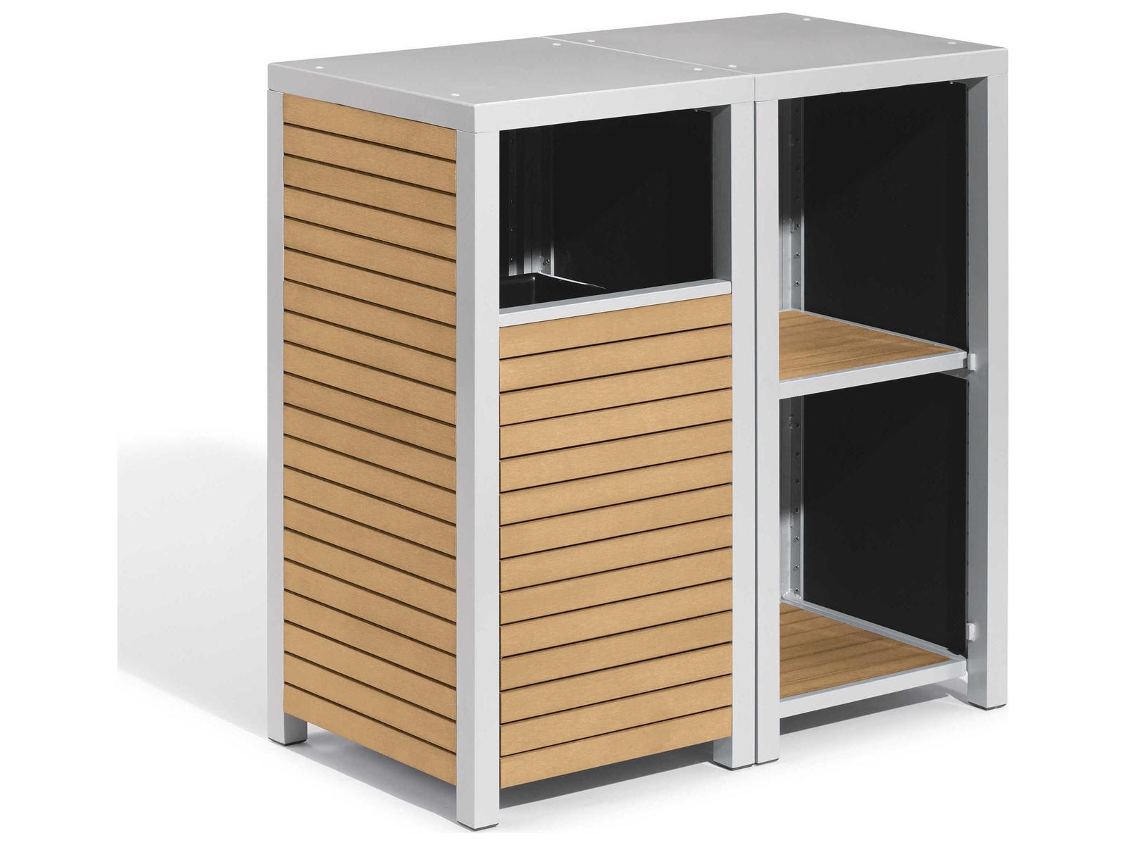Oxford Garden Travira 2 Piece Modular Valet Waste Receptacle and Shelves Bases Set