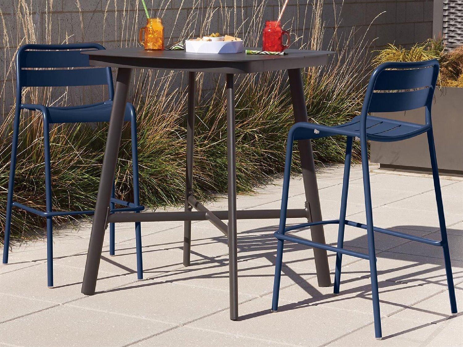 Oxford Garden Kapri Aluminum Carbon/Prussian 3 Piece Bar Table Set