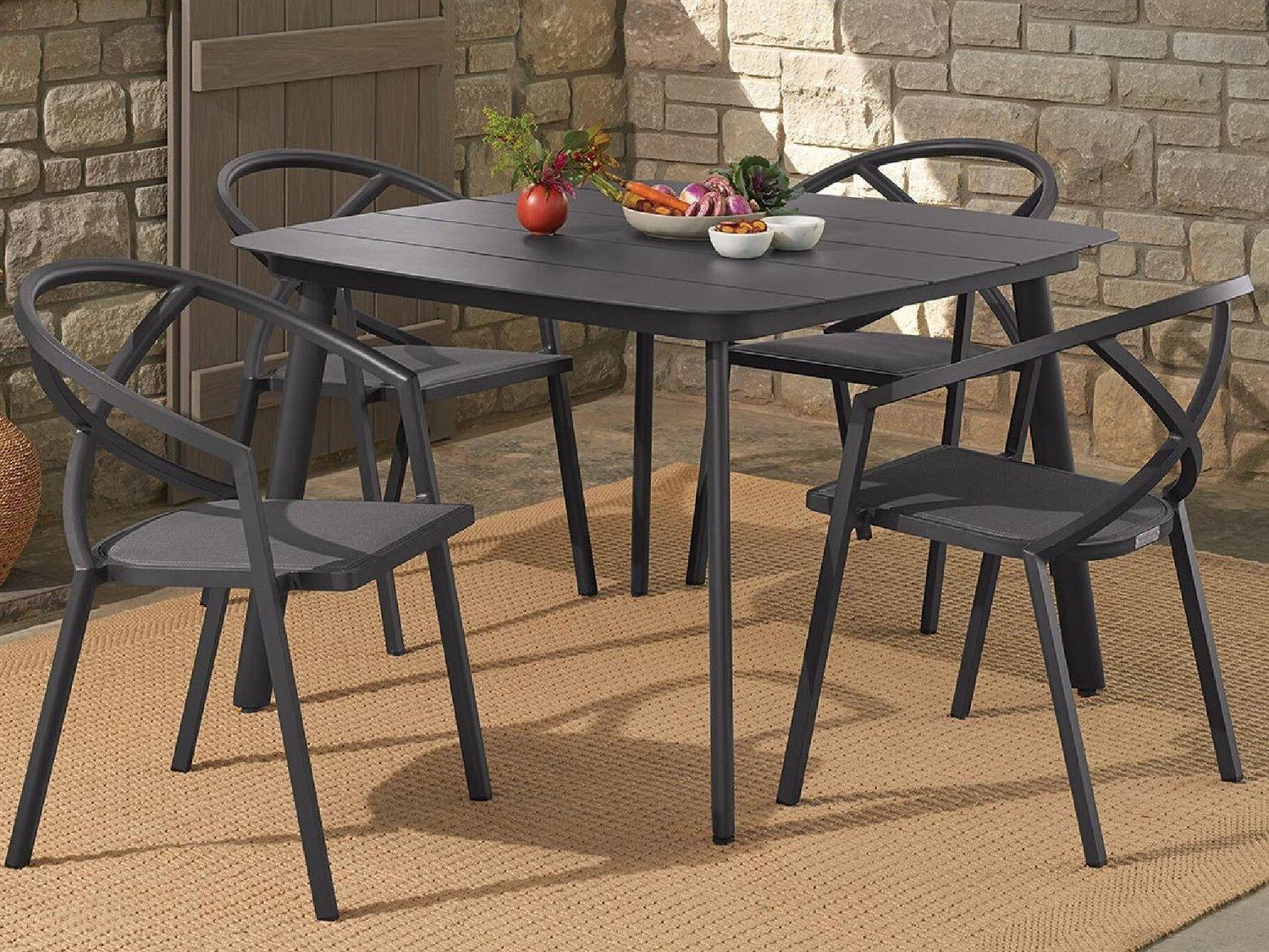 Oxford Garden Azal Aluminum Carbon 5 Piece Outdoor Patio Dining Set