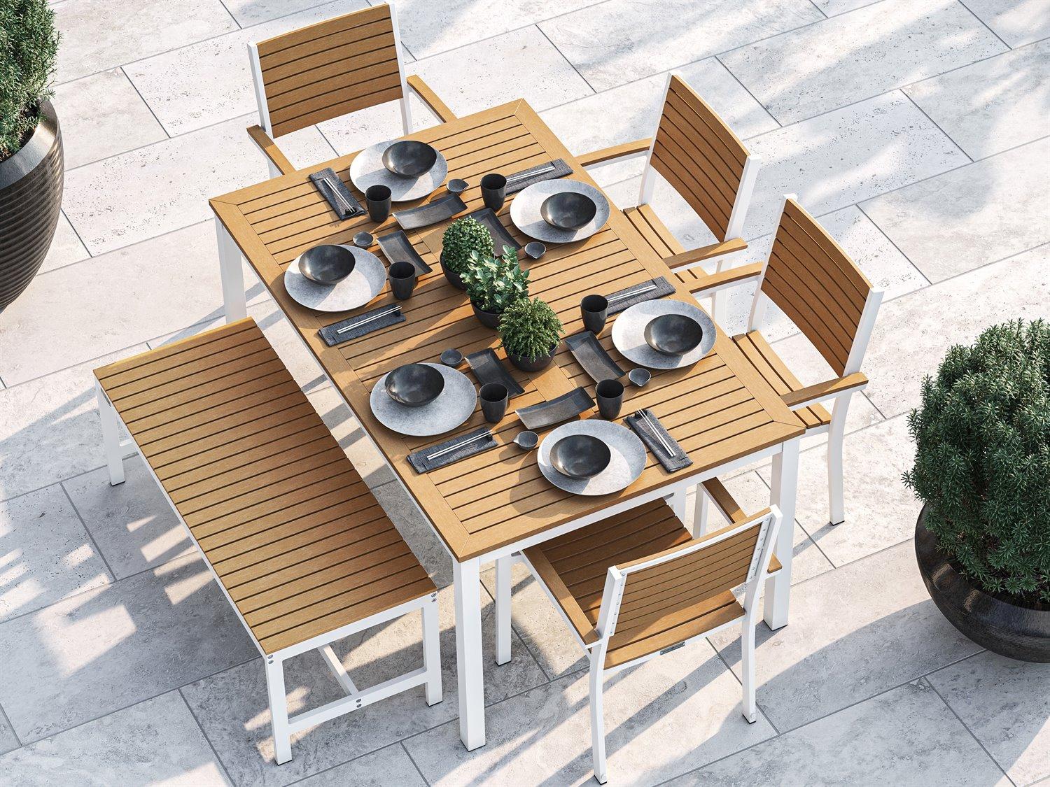Oxford Garden Travira Aluminum Flint 6 Piece Outdoor Patio Dining Set
