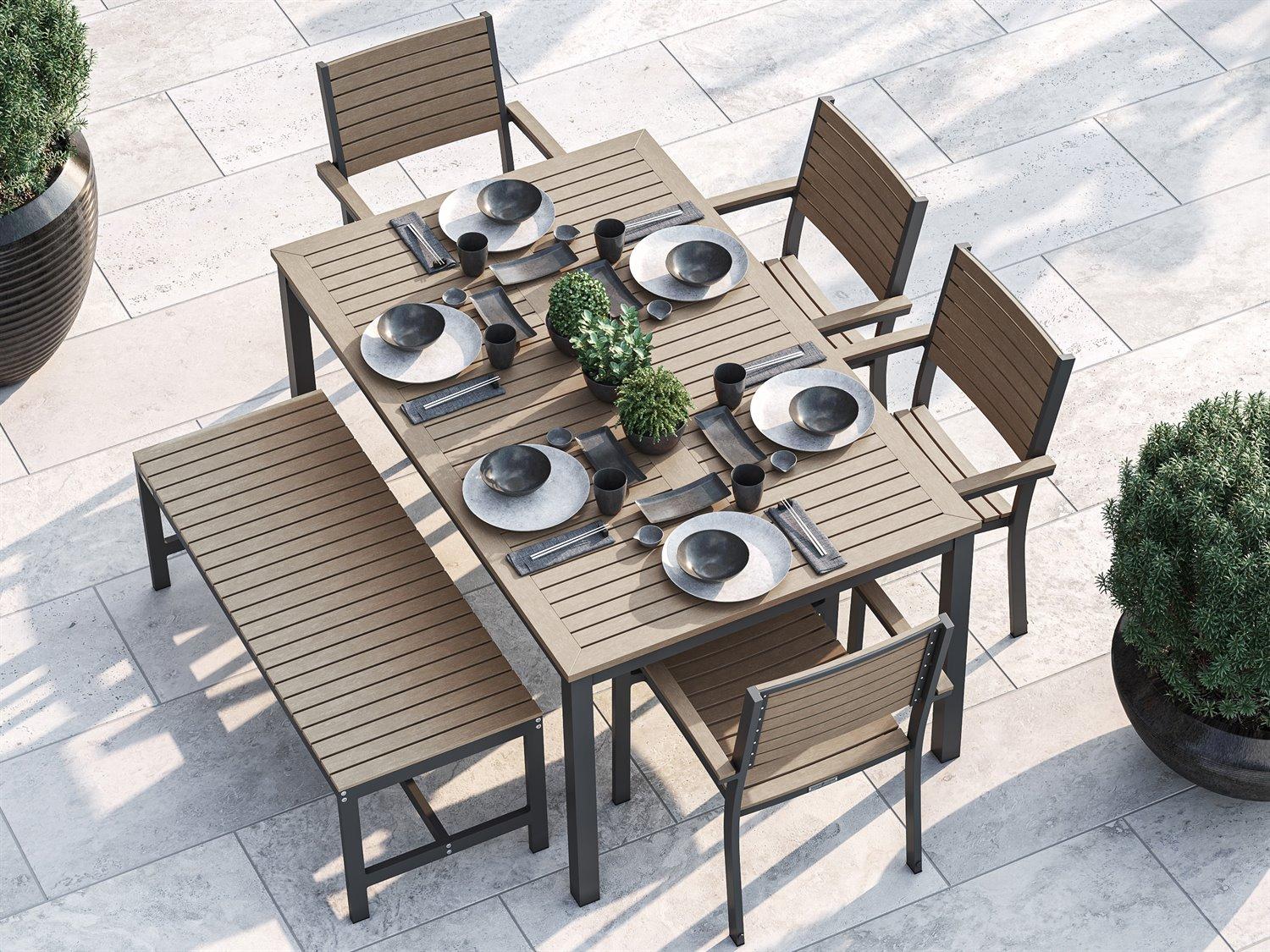 Oxford Garden Travira Aluminum Flint 6 Piece Patio Dining Set