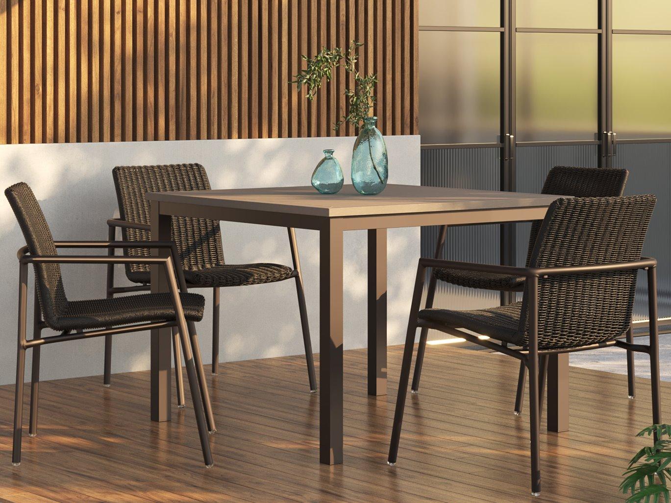 Oxford Garden Orso Wicker Shadow 5 Piece Outdoor Dining Set