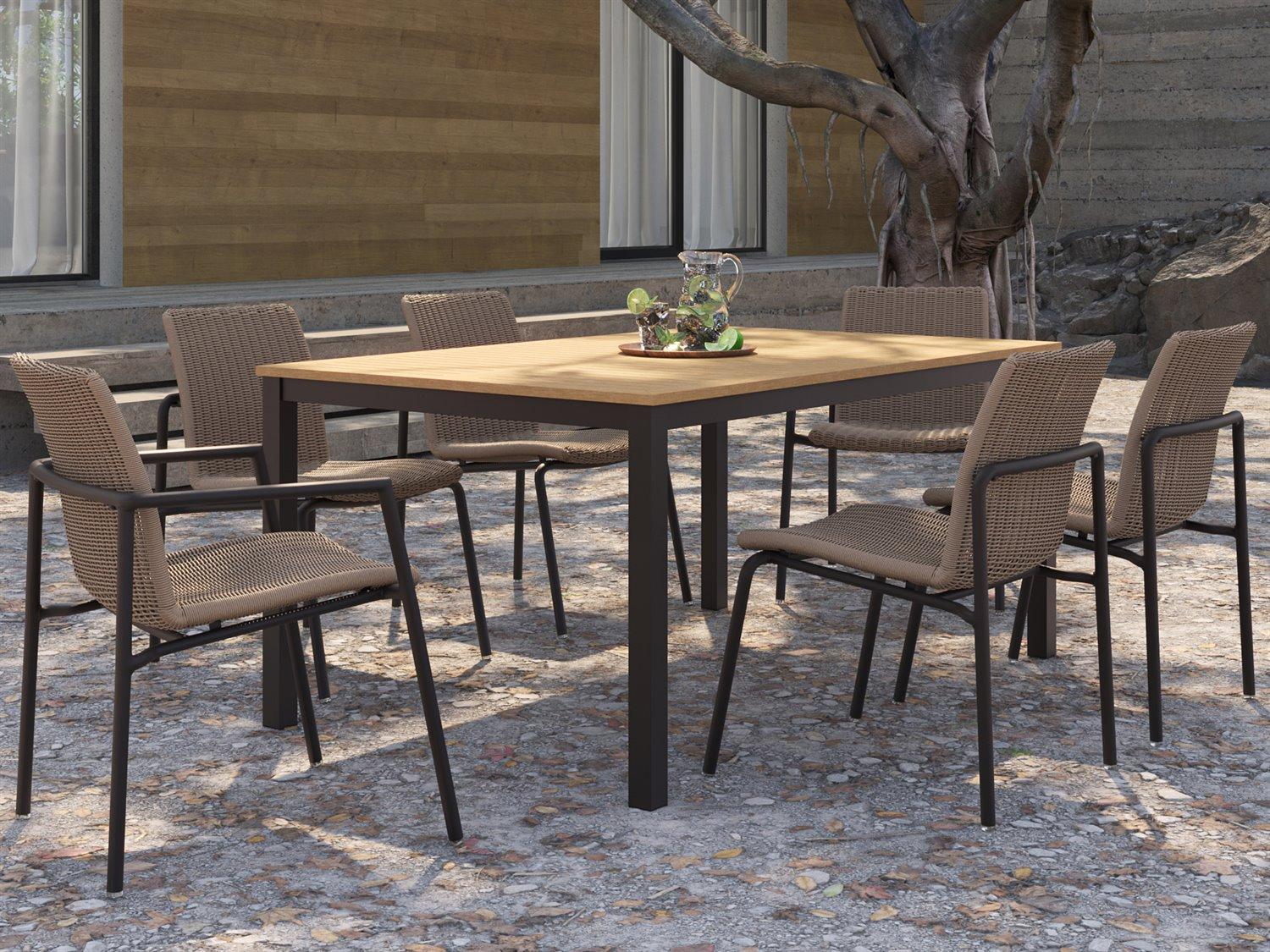 Oxford Garden Orso Wicker Sand 7 Piece Patio Dining Set