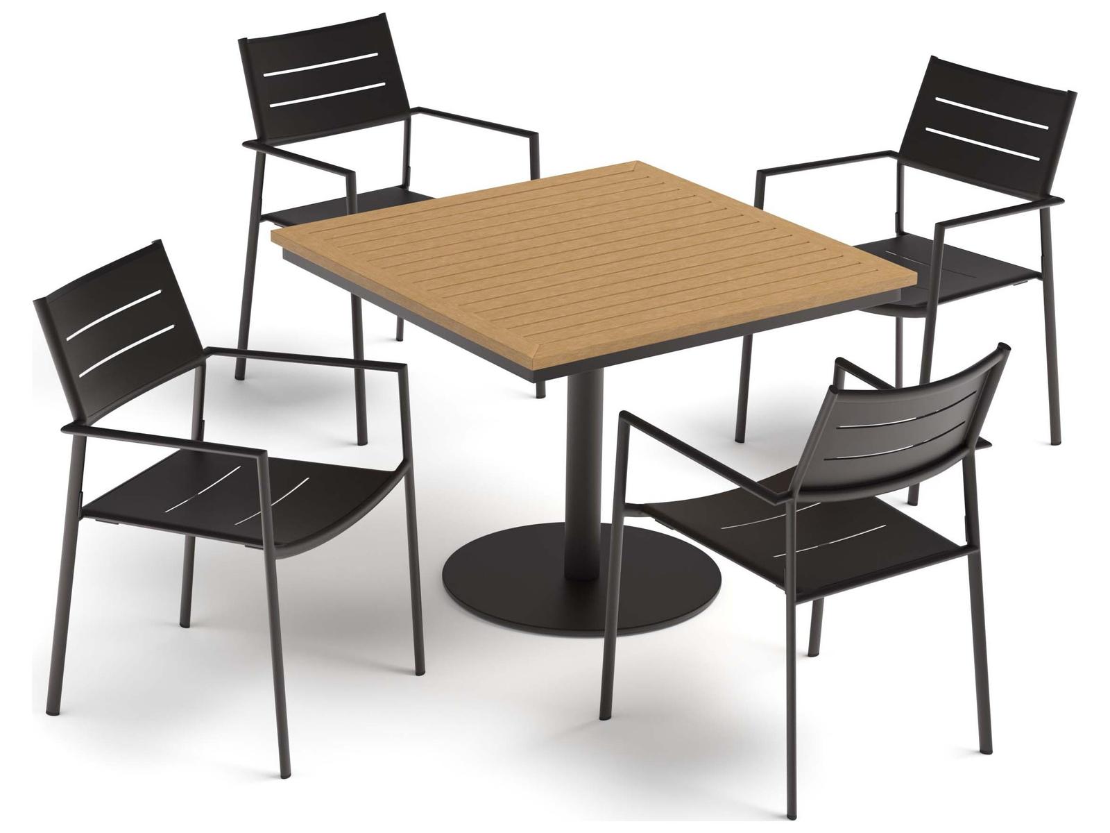 Oxford Garden Eiland Aluminum Carbon 5 Piece Patio Dining Set