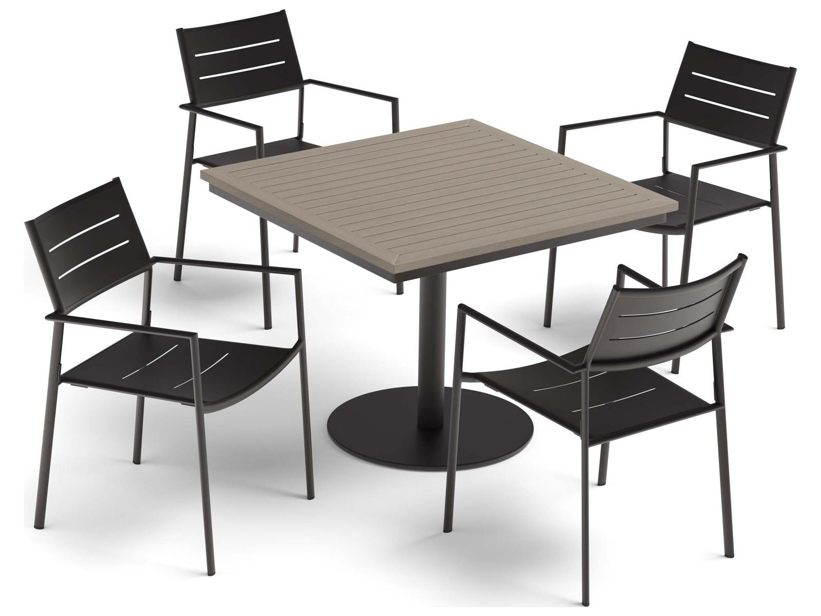 Oxford Garden Eiland Aluminum Carbon 5 Piece Outdoor Dining Set